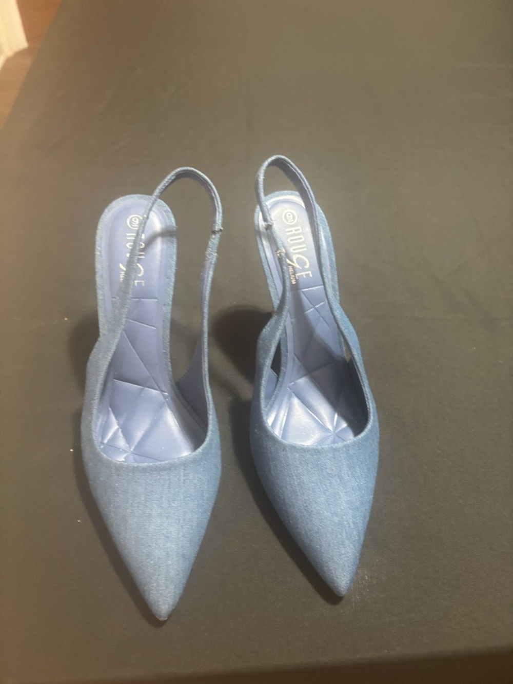Women's Blue Denim Pointed Slingback Pumps